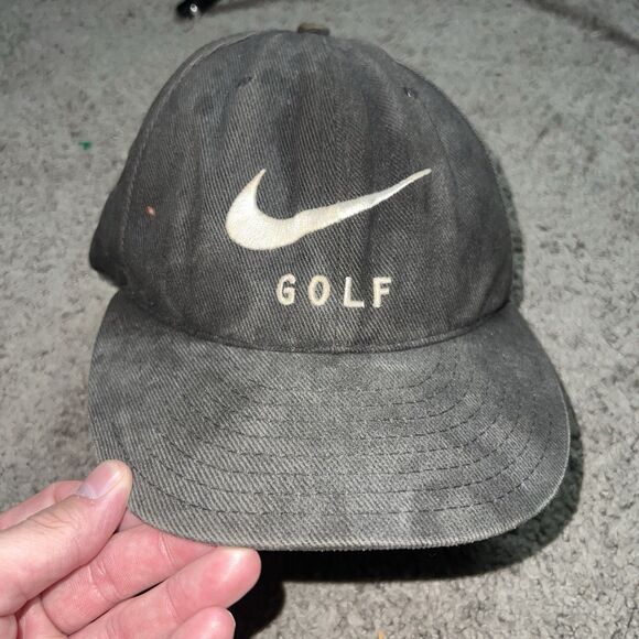 Nike Other - Vintage 90s Nike Golf Hat Cap Strap Back Adjustable Black Embroidered Logo Adult